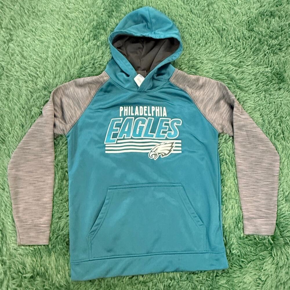 Youth Philadelphia Eagles Green | Gray pullover large sweatshirt hoodie